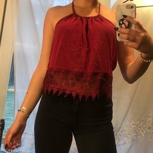 Maroon high neck tank